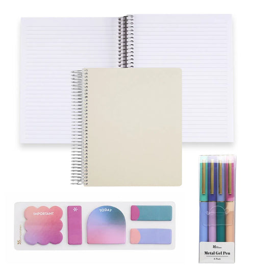 Cream Snap-In Vegan Leather Notebook Bundle