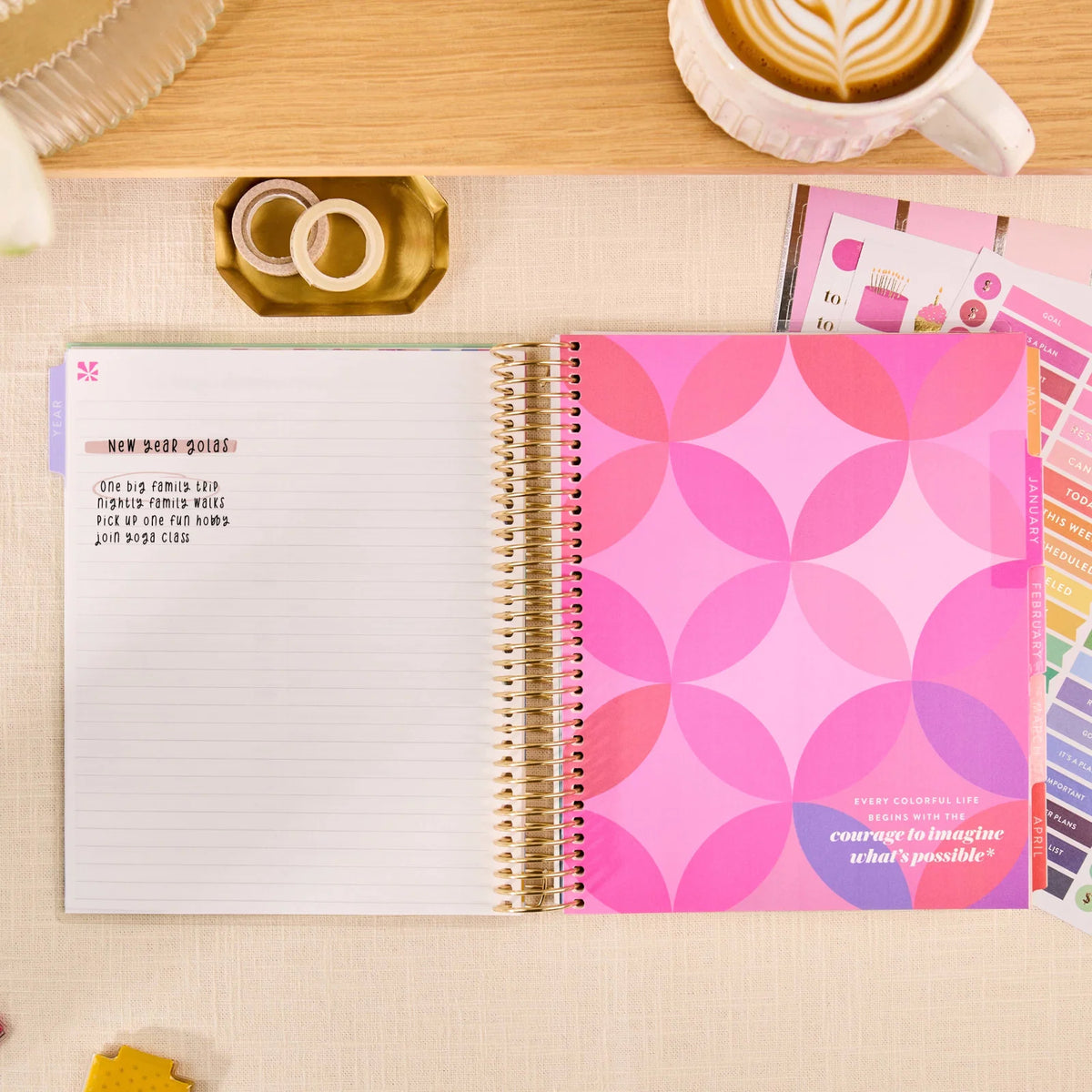 7x9 Metallic Confetti 20th Anniversary Legacy Special Edition LifePlanner (January 2027 - December 2027) - Legacy Special Edition interior, vertical layout, gold coil