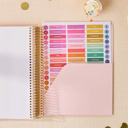7x9 Metallic Confetti 20th Anniversary Legacy Special Edition LifePlanner (January 2027 - December 2027) - Legacy Special Edition interior, vertical layout, gold coil