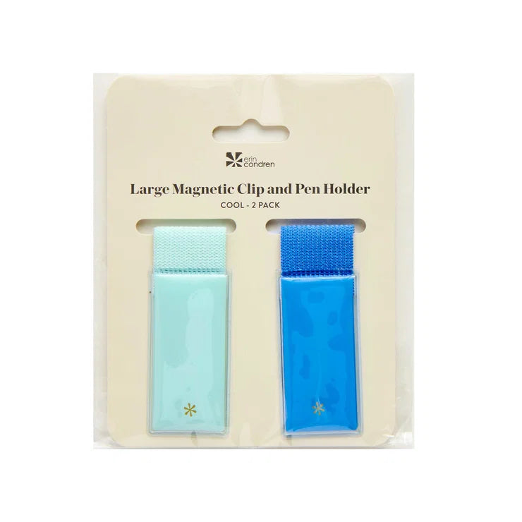 Large Magnetic Clip and Pen Holder 2-pack - Cool