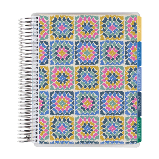 7x9 Crochet Brights Academic Planner (August 2026 - July 2027), Legacy interior, non-metallic, platinum coil