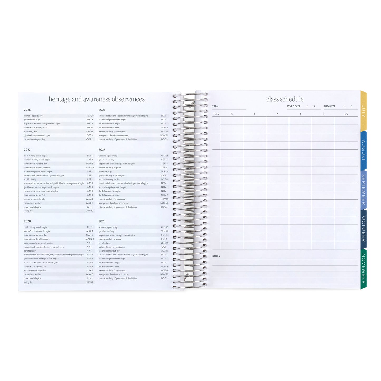 7x9 Crochet Brights Academic Planner (August 2026 - July 2027), Legacy interior, non-metallic, platinum coil