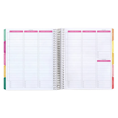 7x9 Crochet Brights Academic Planner (August 2026 - July 2027), Legacy interior, non-metallic, platinum coil