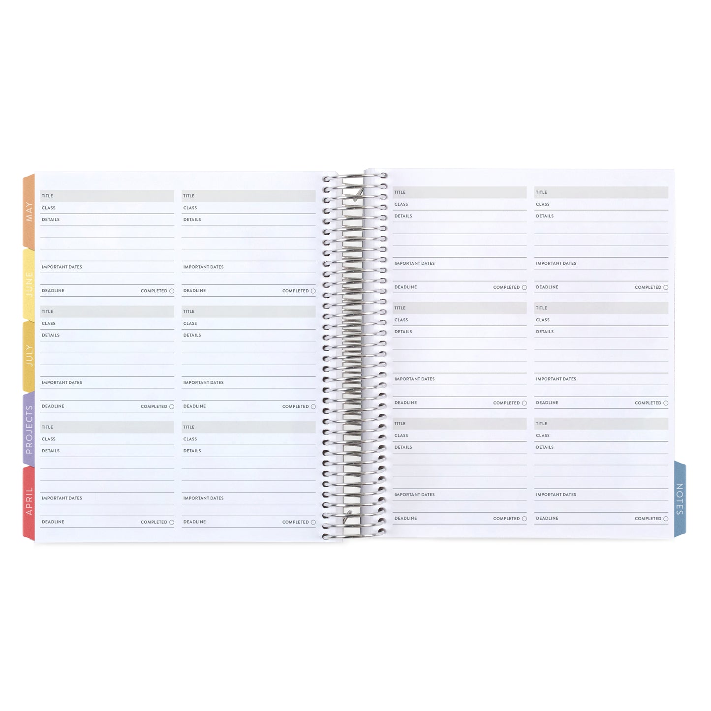 7x9 Crochet Brights Academic Planner (August 2026 - July 2027), Legacy interior, non-metallic, platinum coil