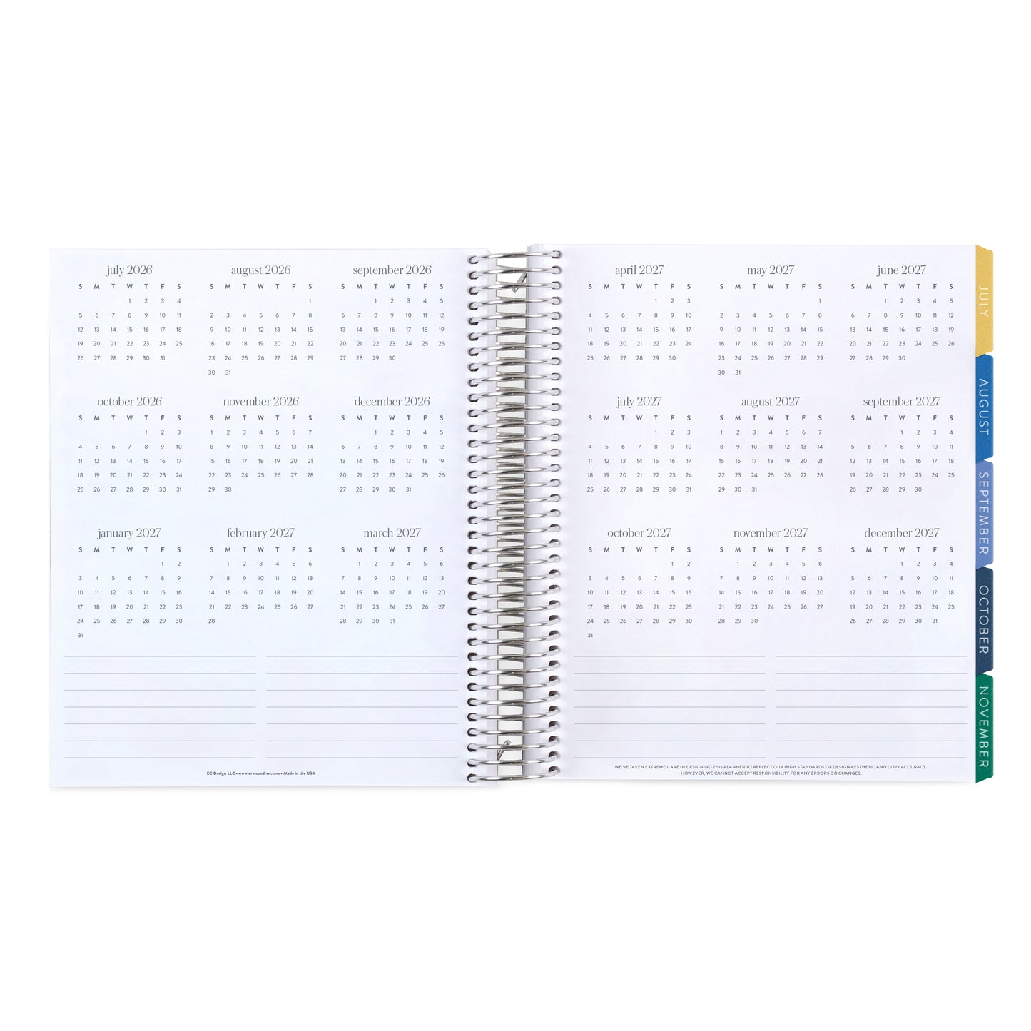 7x9 Mediterranean Orange Academic Planner (August 2026 - July 2027), Legacy interior, non-metallic, platinum coil