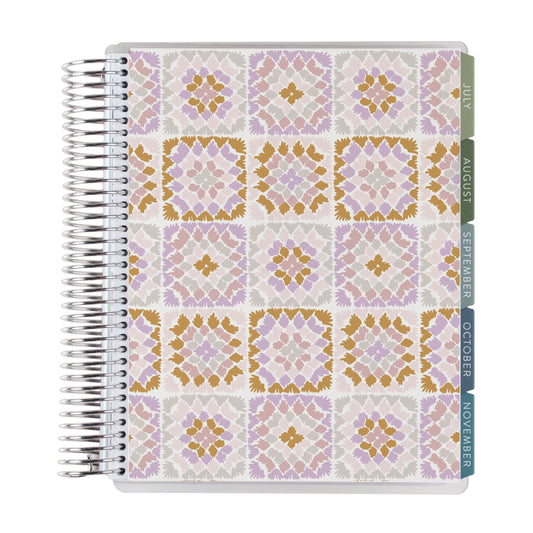 7x9 Crochet Neutrals Academic Planner (August 2026 - July 2027), Toile interior, non-metallic, platinum coil