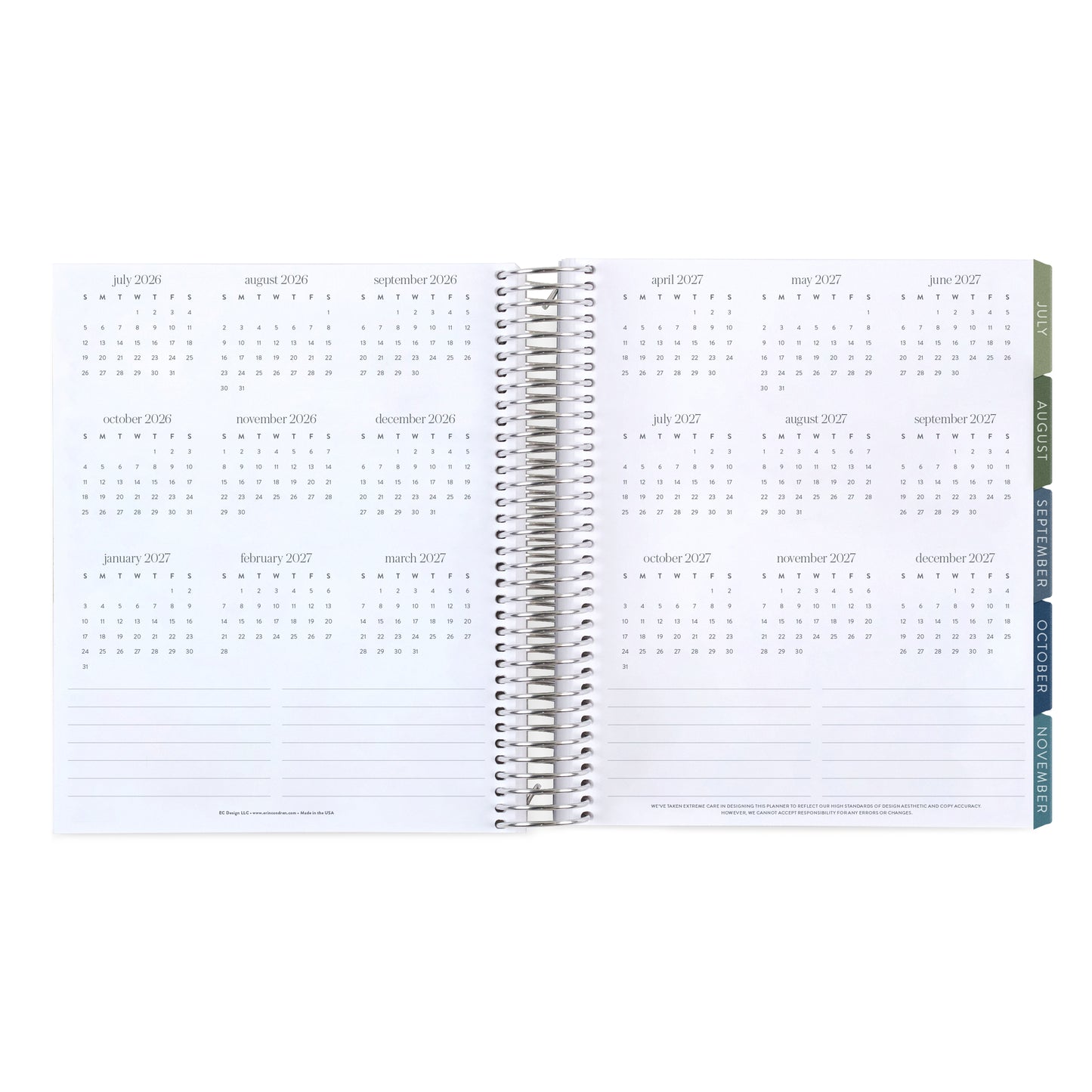 7x9 Crochet Neutrals Academic Planner (August 2026 - July 2027), Toile interior, non-metallic, platinum coil