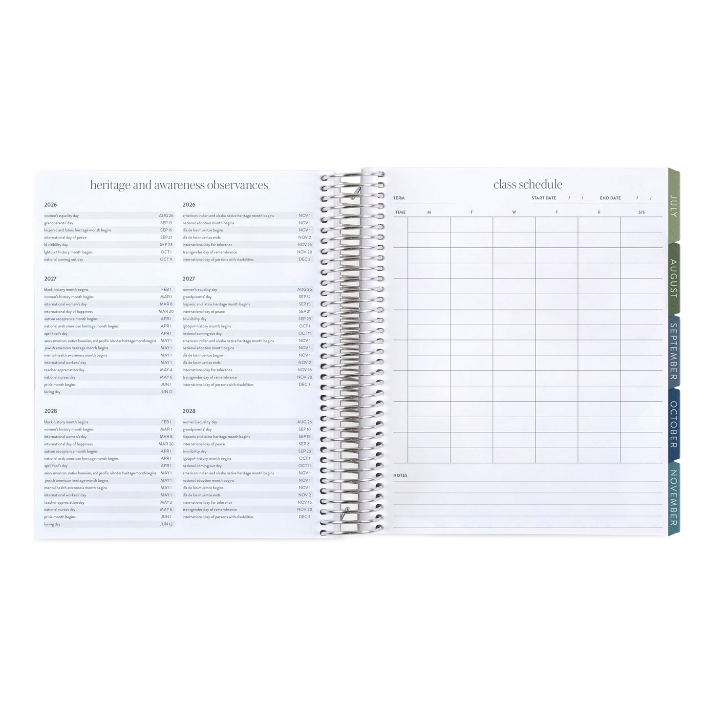 7x9 Crochet Neutrals Academic Planner (August 2026 - July 2027), Toile interior, non-metallic, platinum coil