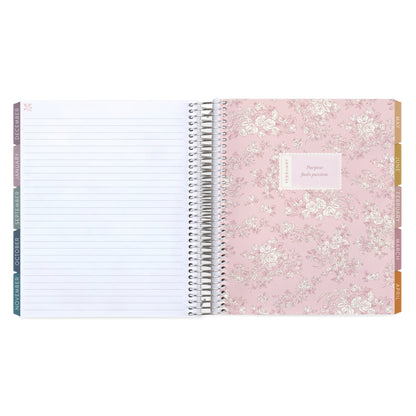7x9 Crochet Neutrals Academic Planner (August 2026 - July 2027), Toile interior, non-metallic, platinum coil