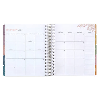 7x9 Crochet Neutrals Academic Planner (August 2026 - July 2027), Toile interior, non-metallic, platinum coil