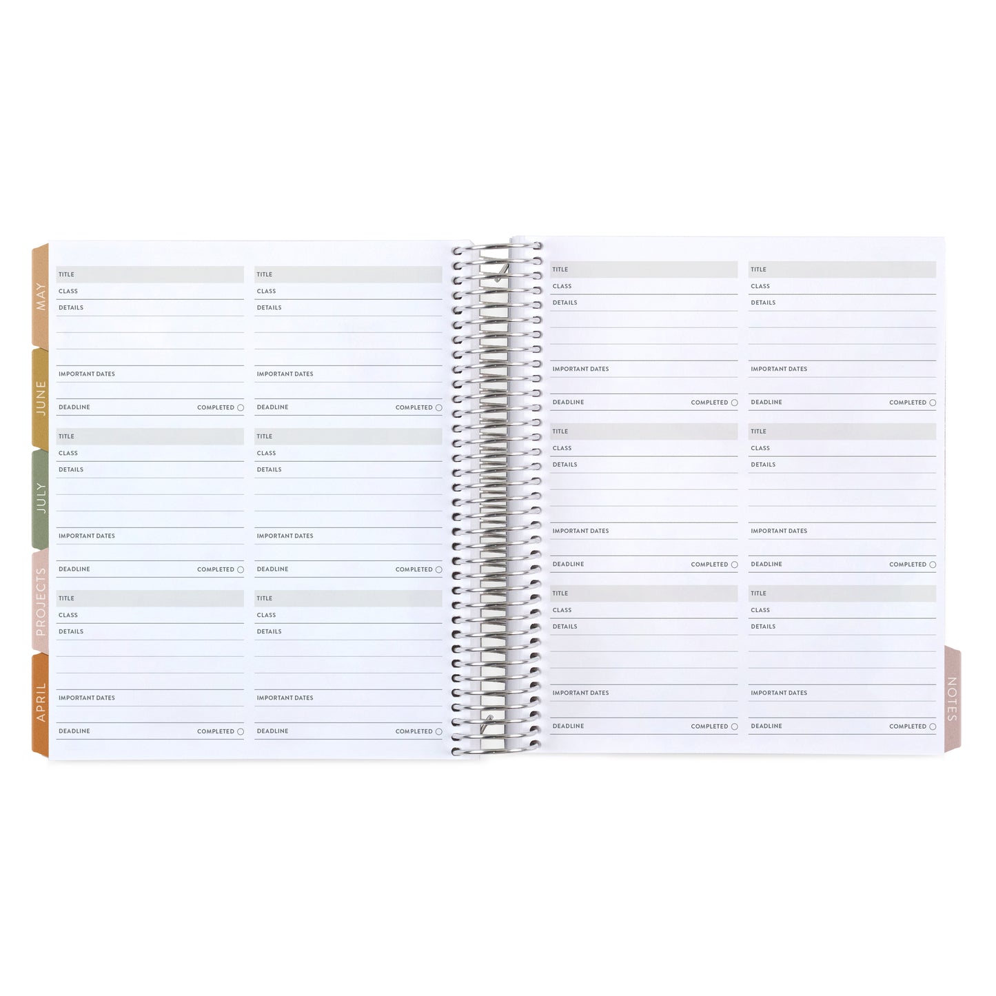 7x9 Crochet Neutrals Academic Planner (August 2026 - July 2027), Toile interior, non-metallic, platinum coil