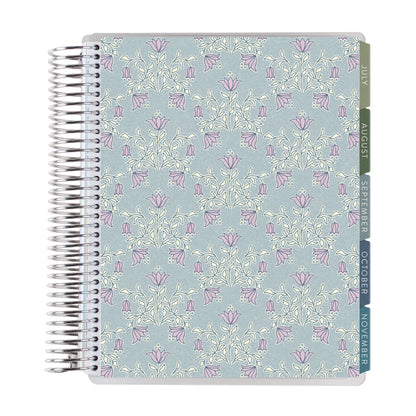 7x9 Floral Motif Eucalyptus Academic Planner (August 2026 - July 2027), Toile interior, non-metallic, platinum coil
