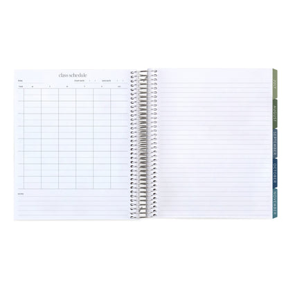 7x9 Floral Motif Eucalyptus Academic Planner (August 2026 - July 2027), Toile interior, non-metallic, platinum coil