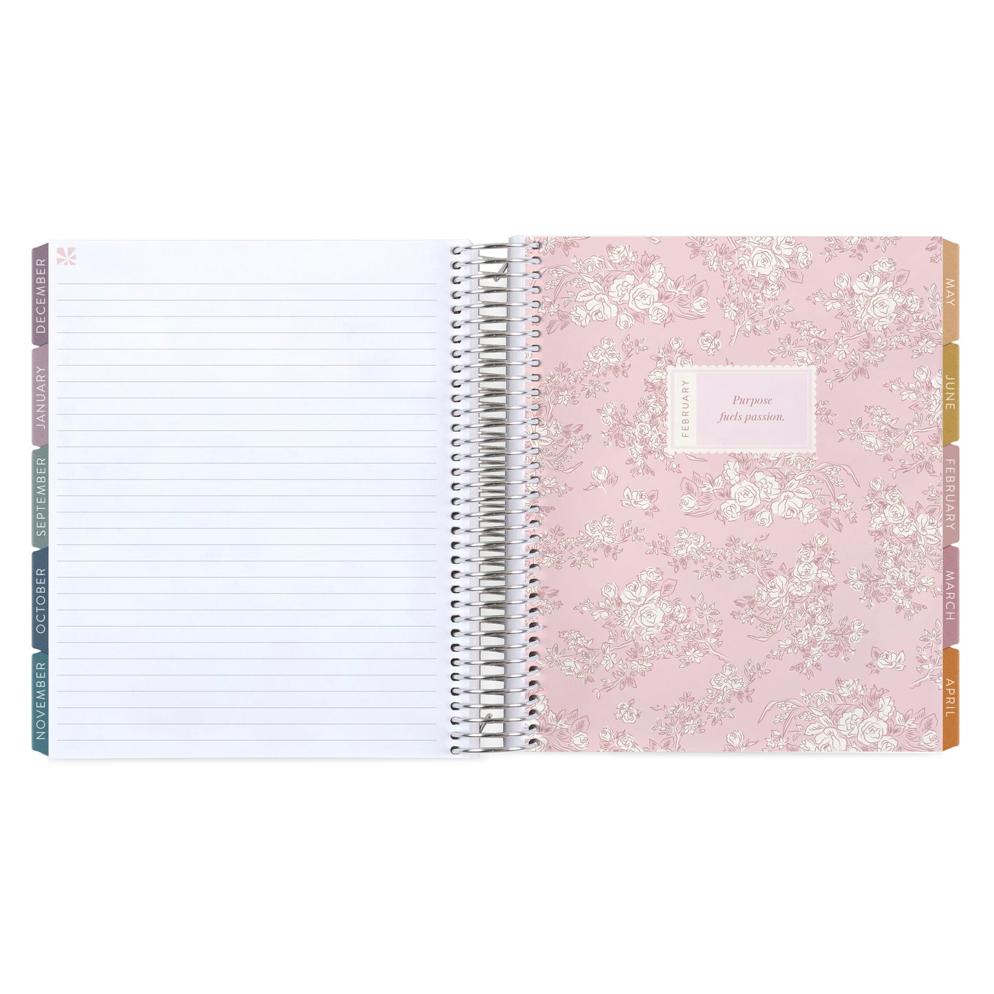 7x9 Floral Motif Eucalyptus Academic Planner (August 2026 - July 2027), Toile interior, non-metallic, platinum coil