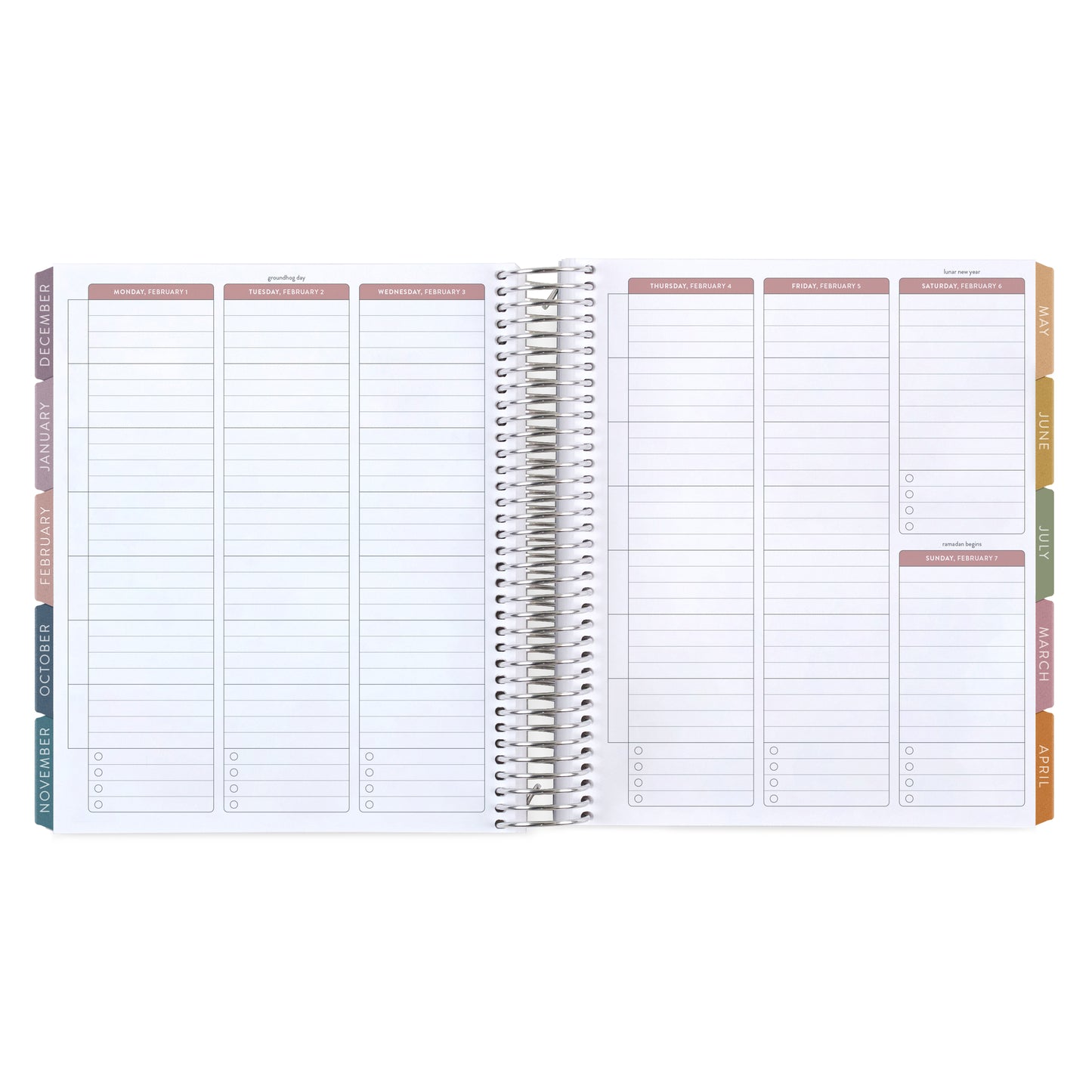 7x9 Floral Motif Eucalyptus Academic Planner (August 2026 - July 2027), Toile interior, non-metallic, platinum coil