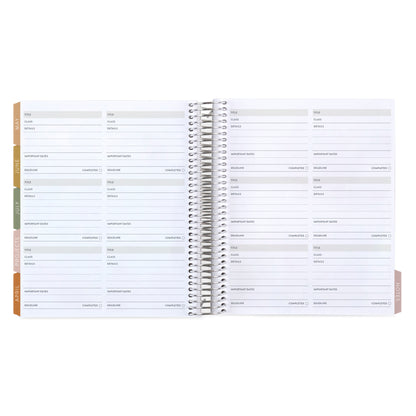 7x9 Floral Motif Eucalyptus Academic Planner (August 2026 - July 2027), Toile interior, non-metallic, platinum coil