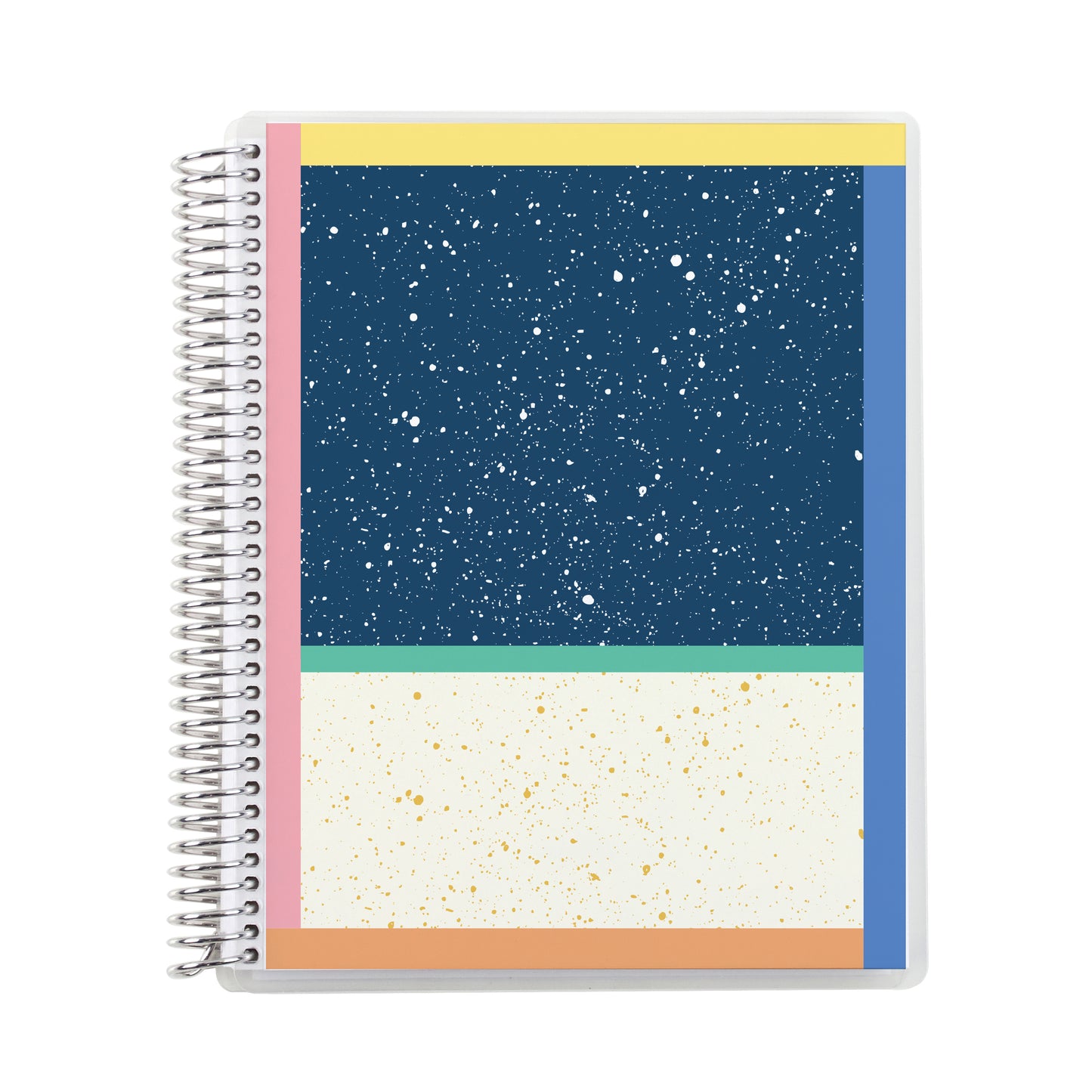 7x9 Color Block Composition (signature colorful) Coiled Notebook - lined, platinum coil