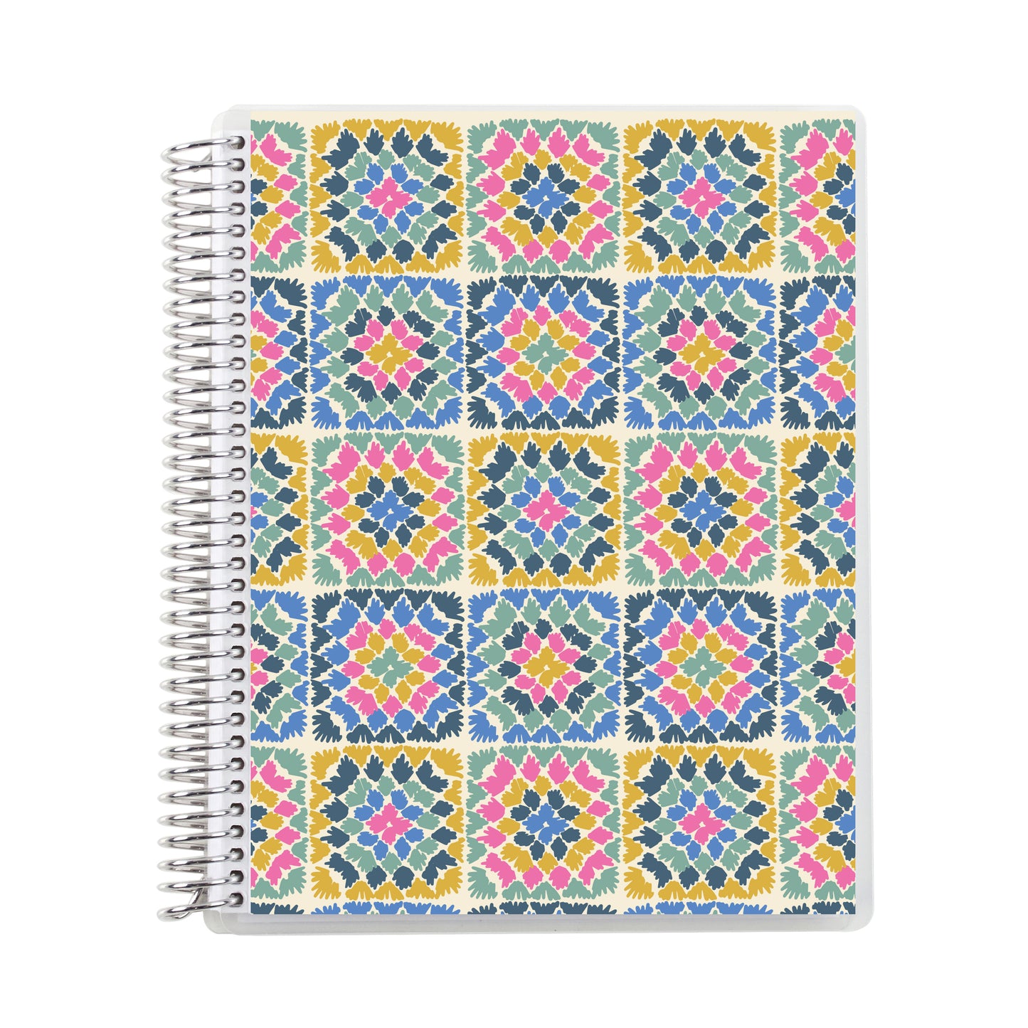 7x9 Crochet Brights Coiled Notebook - lined, platinum coil