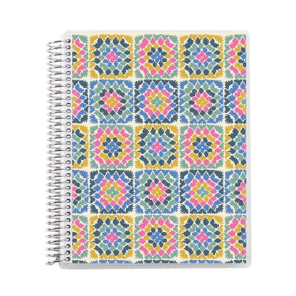 7x9 Crochet Brights Coiled Notebook - lined, platinum coil