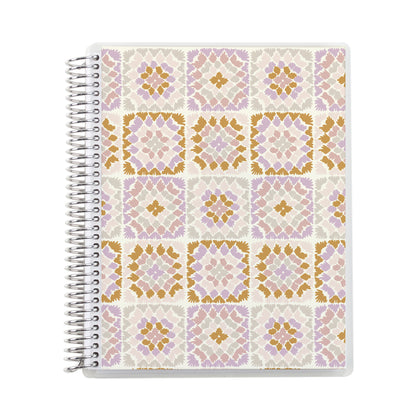 7x9 Crochet Neutrals Coiled Notebook - lined, platinum coil