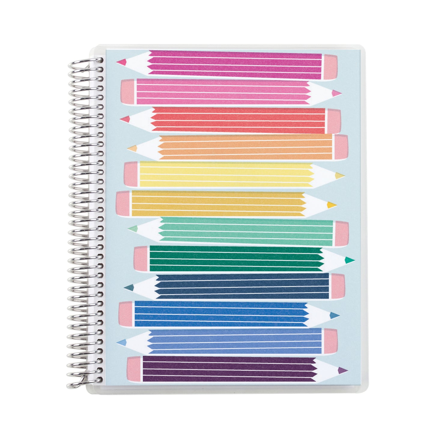 7x9 Prismatic Pencils (colorful) Coiled Notebook - lined, platinum coil