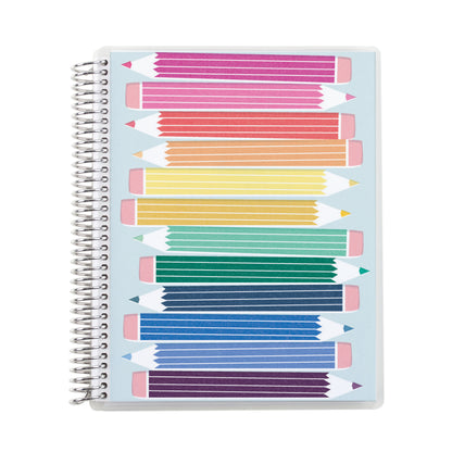 7x9 Prismatic Pencils (colorful) Coiled Notebook - lined, platinum coil
