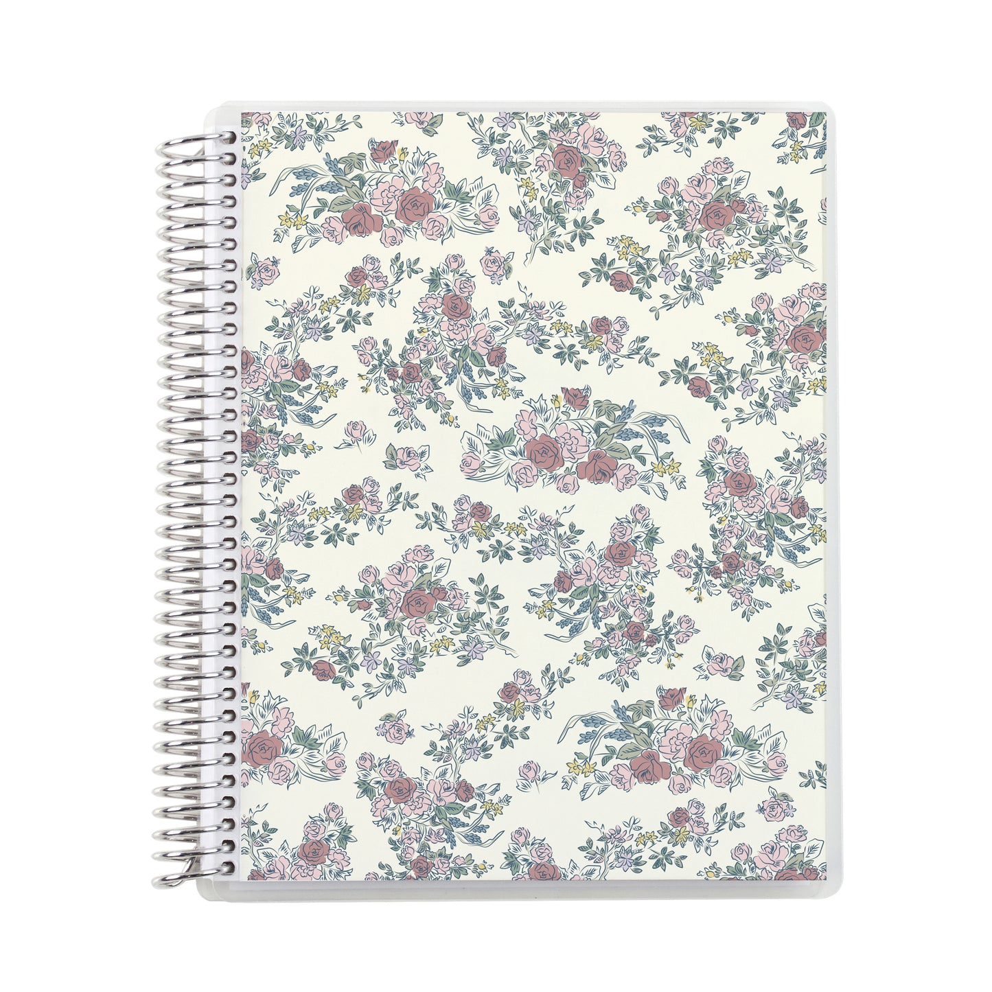 7x9 Toile Coiled Notebook - lined, non-metallic cover, platinum coil