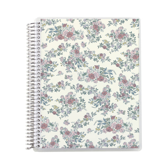 7x9 Toile Coiled Notebook - lined, non-metallic cover, platinum coil