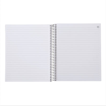 7x9 Vertical Stripe Coiled Notebook - lined, platinum coil