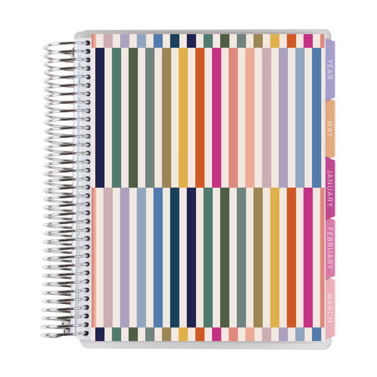 Vertical Stripe LifePlanner (July 2026 - June 2027) - Legacy interior, vertical layout, non-metallic, platinum coil