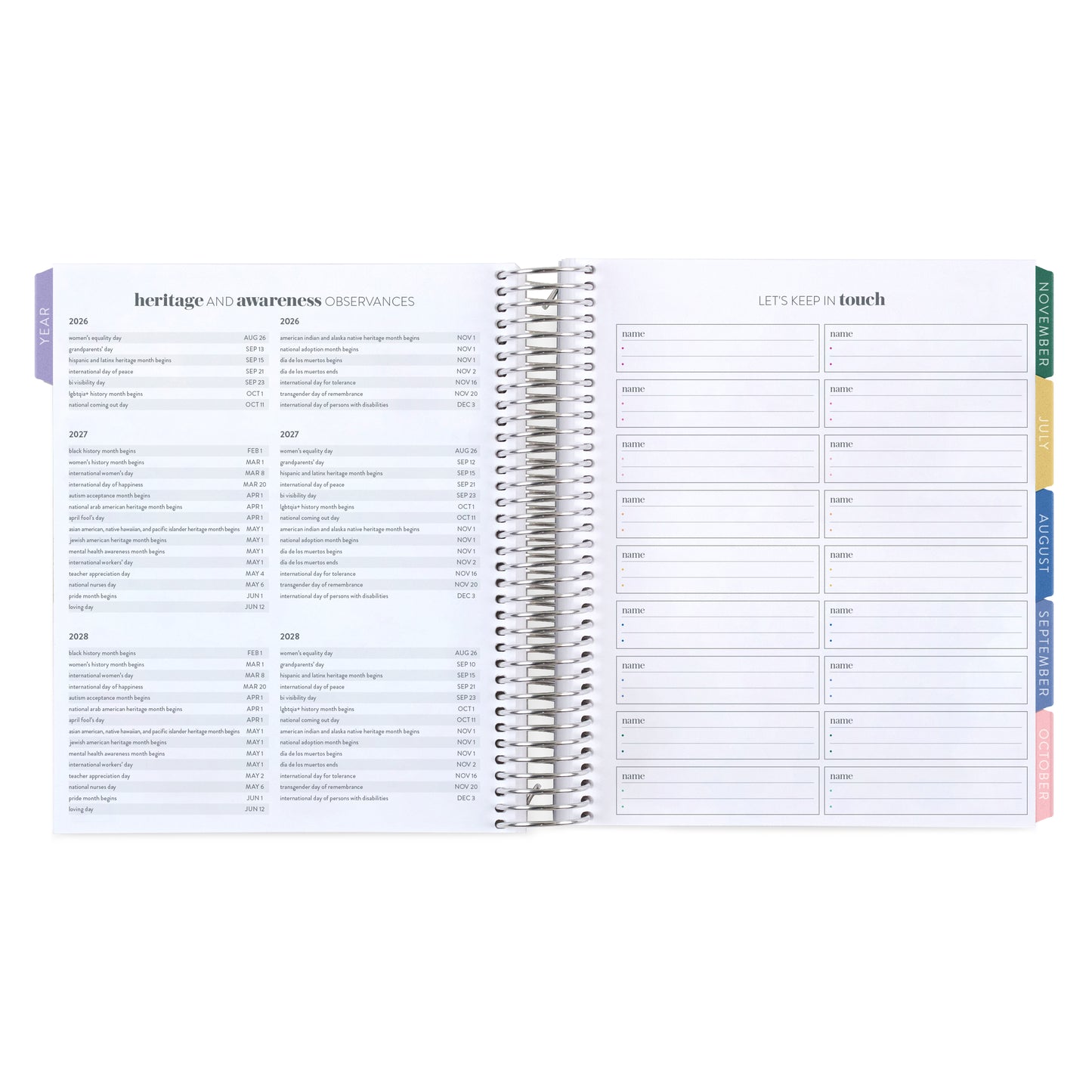Vertical Stripe LifePlanner (July 2026 - June 2027) - Legacy interior, vertical layout, non-metallic, platinum coil