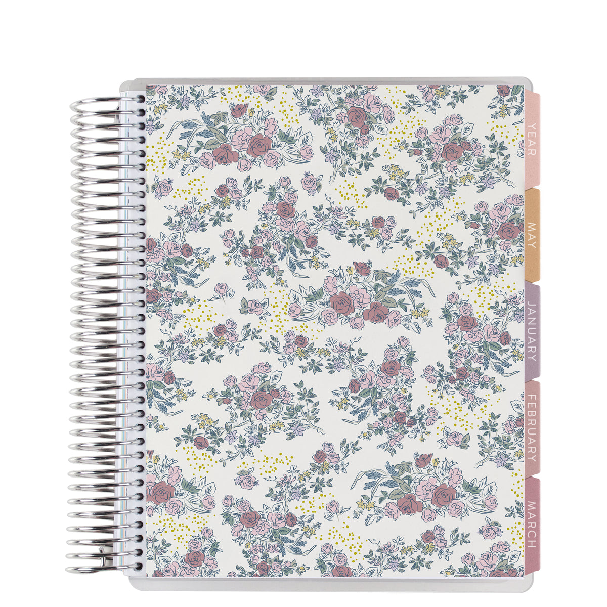 8.5x11 Coiled Monthly Planner - Toile cover, platinum coil