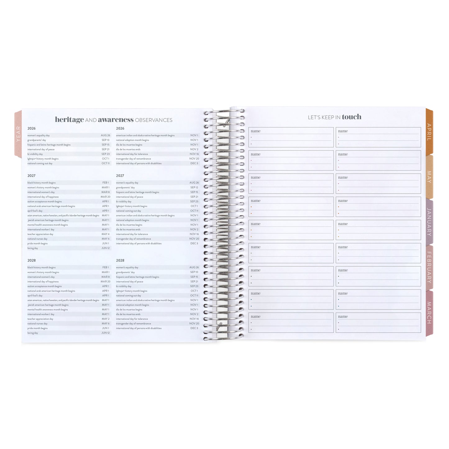 Toile LifePlanner (July 2026 - June 2027) - Toile interior, vertical layout, non-metallic, platinum coil