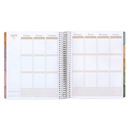 Toile Wallpaper Sand LifePlanner (July 2026 - June 2027) - Toile interior, vertical layout, non-metallic, platinum coil