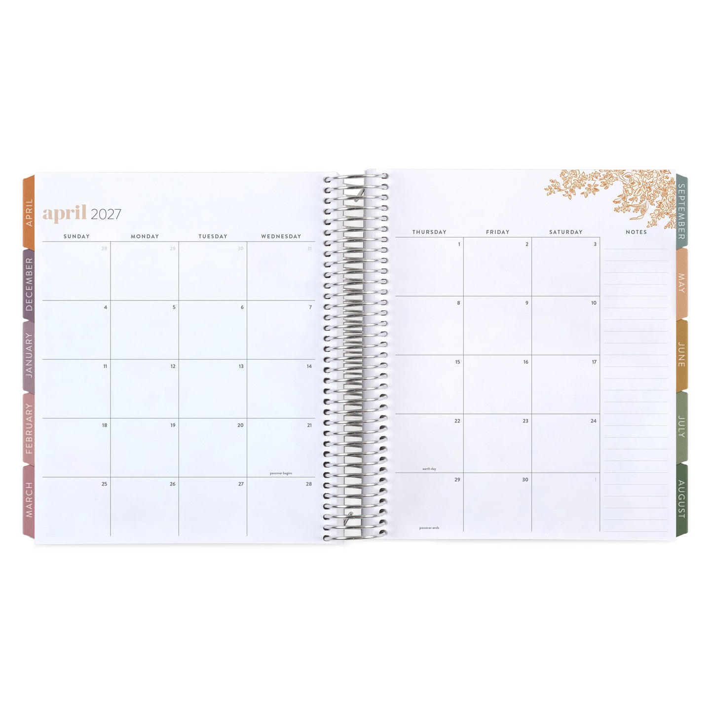 Toile Wallpaper Sand LifePlanner (July 2026 - June 2027) - Toile interior, vertical layout, non-metallic, platinum coil