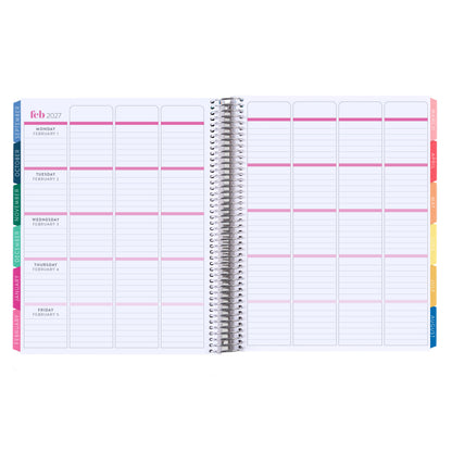 8.5x11 Prismatic Pencils (colorful) Teacher Lesson Planner (August 2026 - July 2027) - Legacy interior, teacher lesson planner horizontal layout, non-metallic, platinum coil