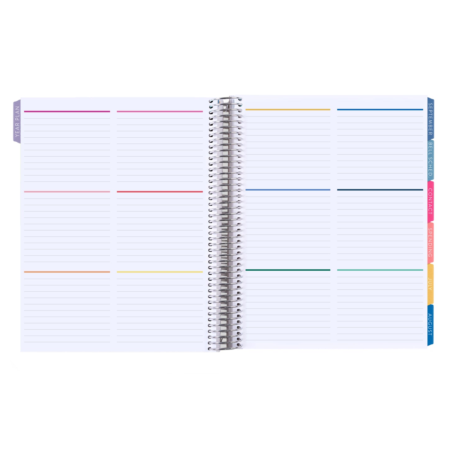 8.5x11 Prismatic Pencils (colorful) Teacher Lesson Planner (August 2026 - July 2027) - Legacy interior, teacher lesson planner horizontal layout, non-metallic, platinum coil