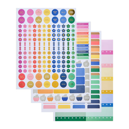 8.5x11 Prismatic Pencils (colorful) Teacher Lesson Planner (August 2026 - July 2027) - Legacy interior, teacher lesson planner horizontal layout, non-metallic, platinum coil