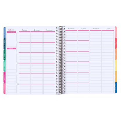 8.5x11 Painted Rainbows (colorful) Teacher Lesson Planner (August 2026 - July 2027) - Legacy interior, teacher lesson planner horizontal layout, non-metallic, platinum coil