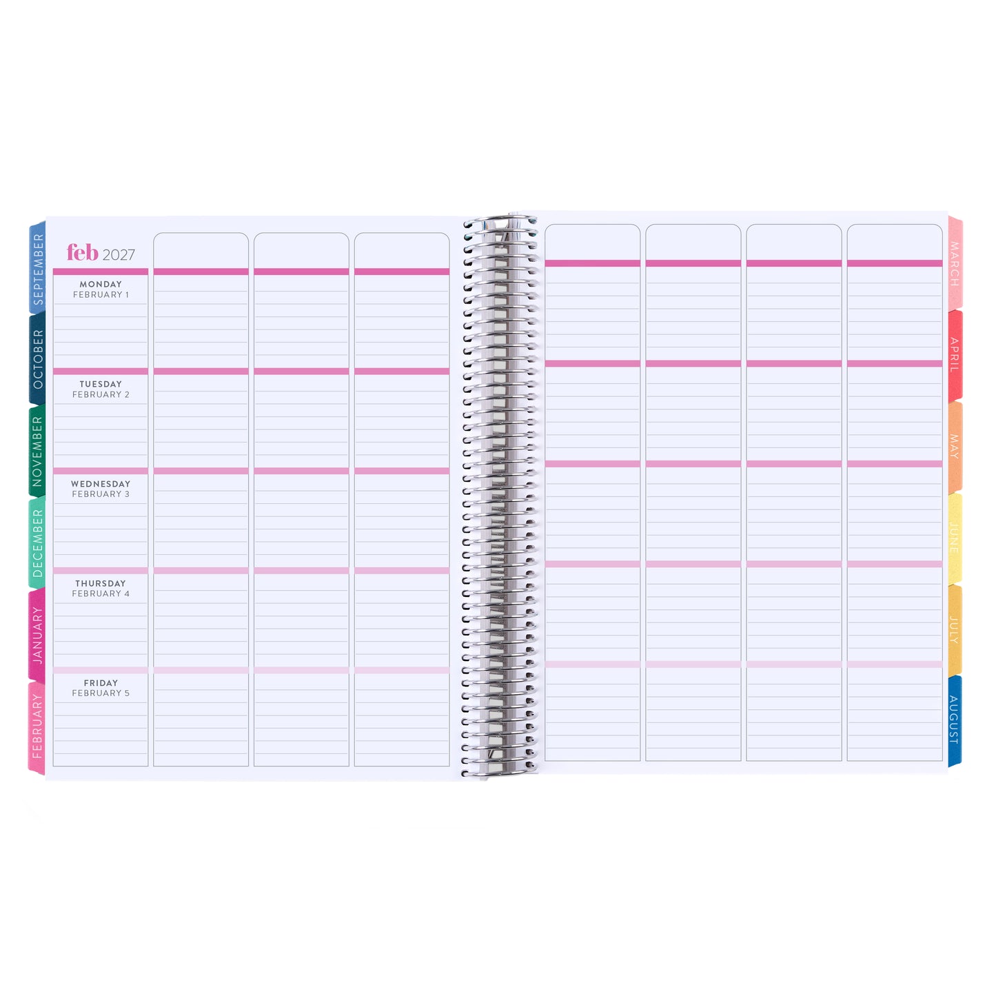 8.5x11 Painted Rainbows (colorful) Teacher Lesson Planner (August 2026 - July 2027) - Legacy interior, teacher lesson planner horizontal layout, non-metallic, platinum coil