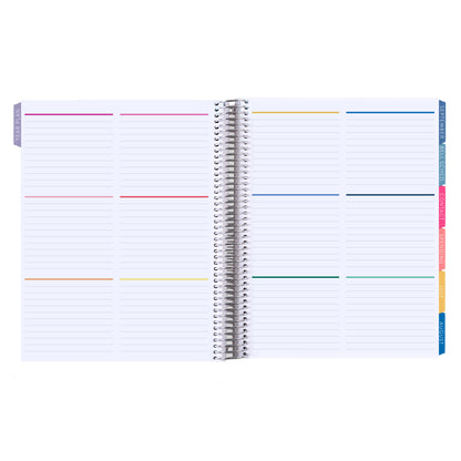 8.5x11 Painted Rainbows (colorful) Teacher Lesson Planner (August 2026 - July 2027) - Legacy interior, teacher lesson planner horizontal layout, non-metallic, platinum coil