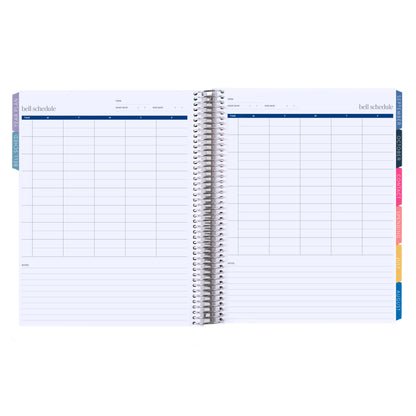 8.5x11 Painted Rainbows (colorful) Teacher Lesson Planner (August 2026 - July 2027) - Legacy interior, teacher lesson planner horizontal layout, non-metallic, platinum coil