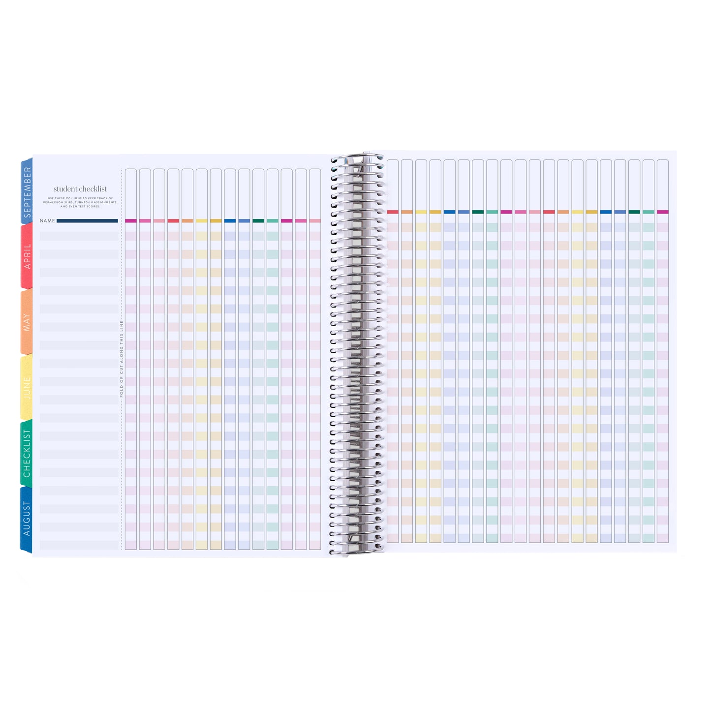 8.5x11 Painted Rainbows (colorful) Teacher Lesson Planner (August 2026 - July 2027) - Legacy interior, teacher lesson planner horizontal layout, non-metallic, platinum coil
