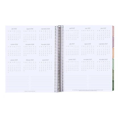 8.5x11 Prismatic Pencils (neutral) Teacher Lesson Planner (August 2026 - July 2027) - Toile interior, teacher lesson planner horizontal layout, non-metallic, platinum coil