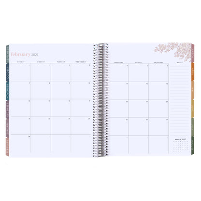 8.5x11 Color Block Composition (signature colorful) Teacher Lesson Planner (August 2026 - July 2027) - Toile interior, teacher lesson planner horizontal layout, non-metallic, platinum coil