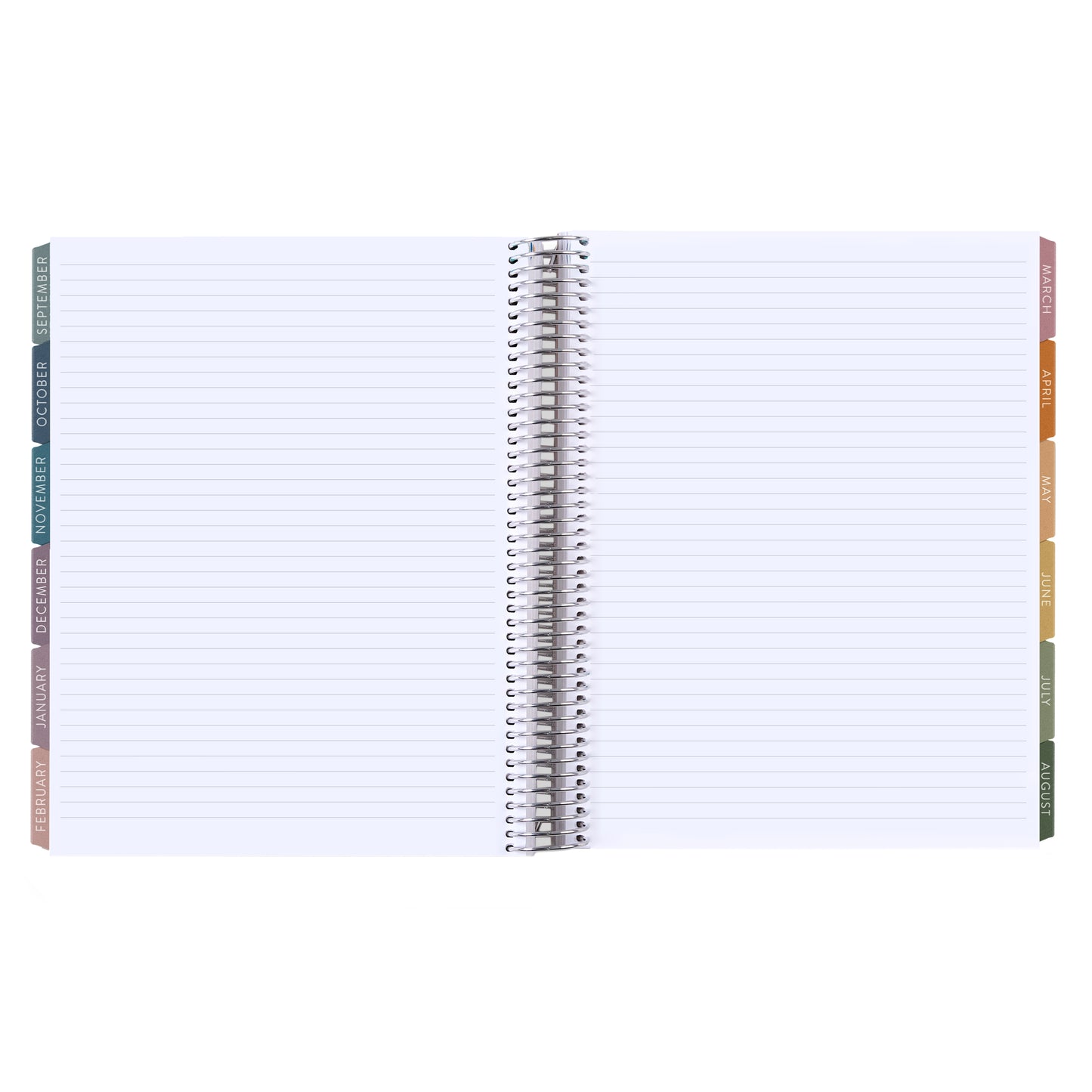 8.5x11 Color Block Composition (signature colorful) Teacher Lesson Planner (August 2026 - July 2027) - Toile interior, teacher lesson planner horizontal layout, non-metallic, platinum coil