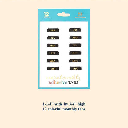 Monthly Adhesive Tabs - Neutral