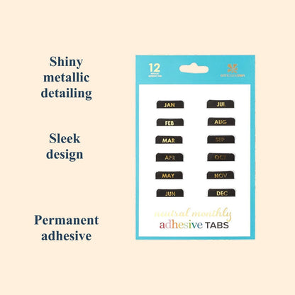 Monthly Adhesive Tabs - Neutral