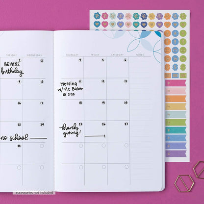 Undated Monthly Petite Planner, Mid Century Circles