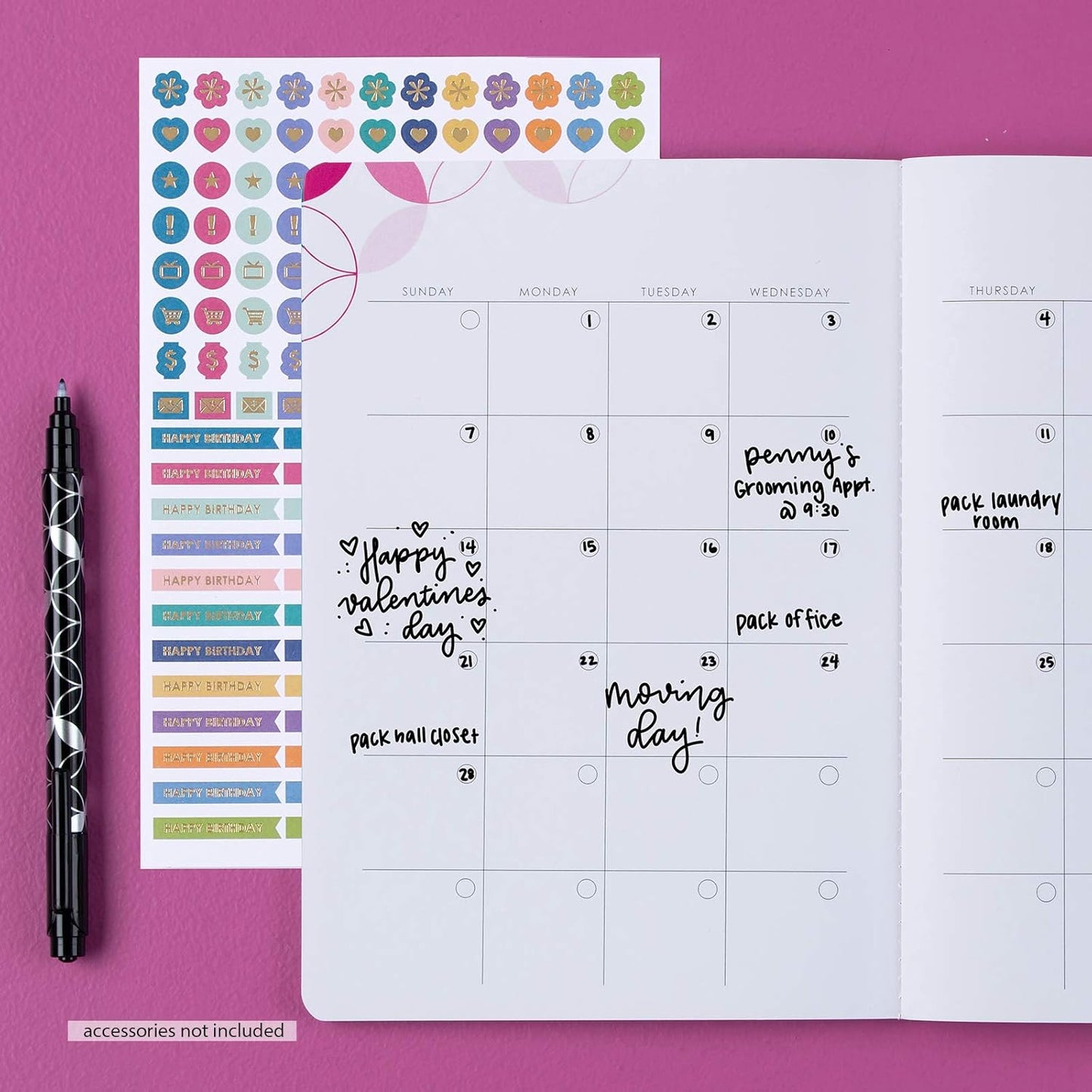 Undated Monthly Petite Planner, Mid Century Circles